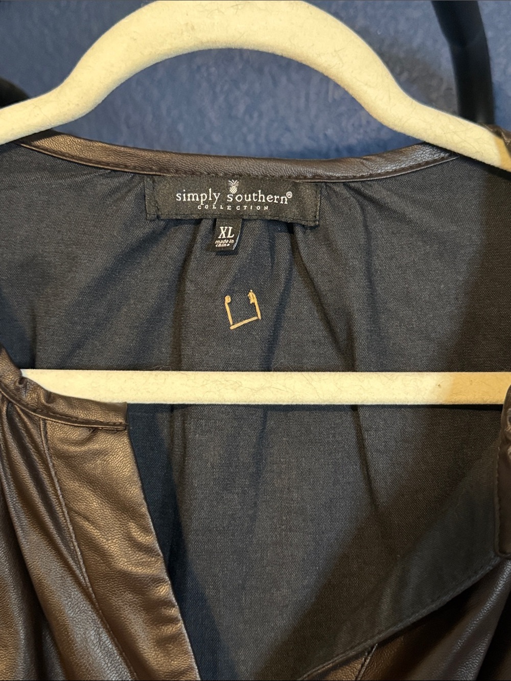 Simply southern Chocolate Brown Faux-Leather Puff Sleeve Mini Dress - Picture 2 of 4